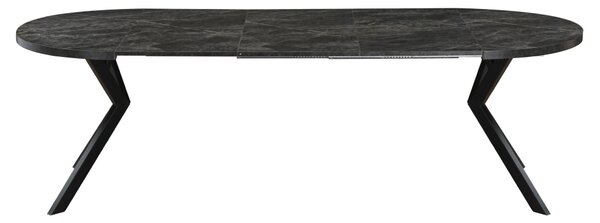 KONDELA Masă de sufragerie extensibilă, beton închis/negru, 100-250x75,5 cm, LUKOS