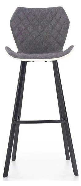 Scaun bar H83, gri/negru, stofa/piele ecologica/metal, 50x48x101 cm