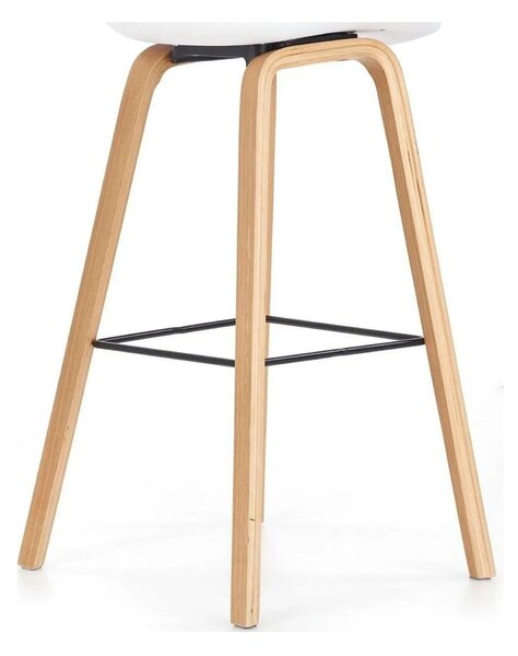 Scaun bar H86, gri/alb/stejar sonoma, stofa/plastic/lemn, 43x42x81 cm