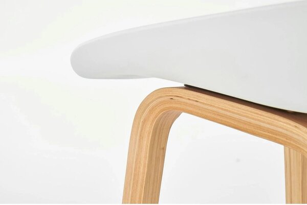 Scaun bar H86, gri/alb/stejar sonoma, stofa/plastic/lemn, 43x42x81 cm