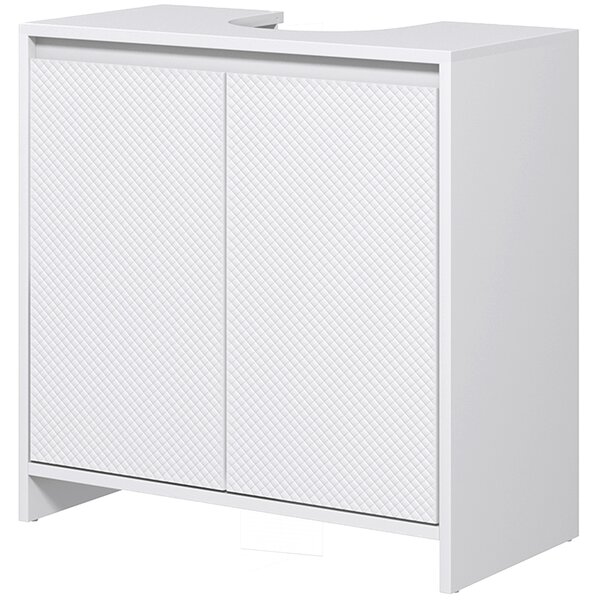 HOMCOM Mobilier Sub Chiuvetă pentru Baie cu 2 Uși, Dulap de Baie cu Decupaj în U pentru Țevi, 60x30x60 cm, Alb | Aosom Romania