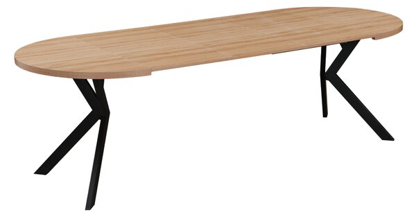 KONDELA Masă extensibilă de sufragerie, stejar deschis/negru, 100-250x75,5 cm, LUKOS