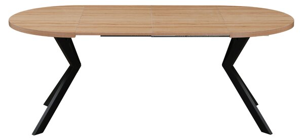 KONDELA Masă extensibilă de sufragerie, stejar deschis/negru, 100-250x75,5 cm, LUKOS