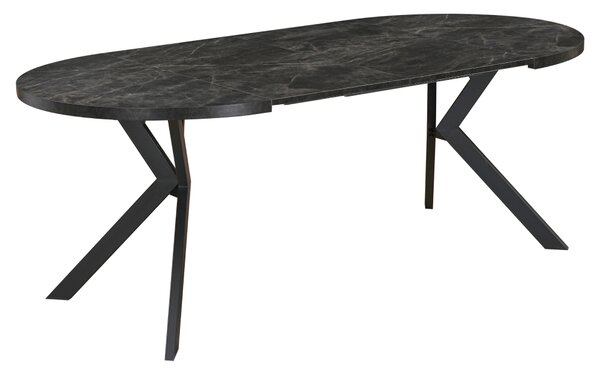 KONDELA Masă de sufragerie extensibilă, beton închis/negru, 100-250x75,5 cm, LUKOS
