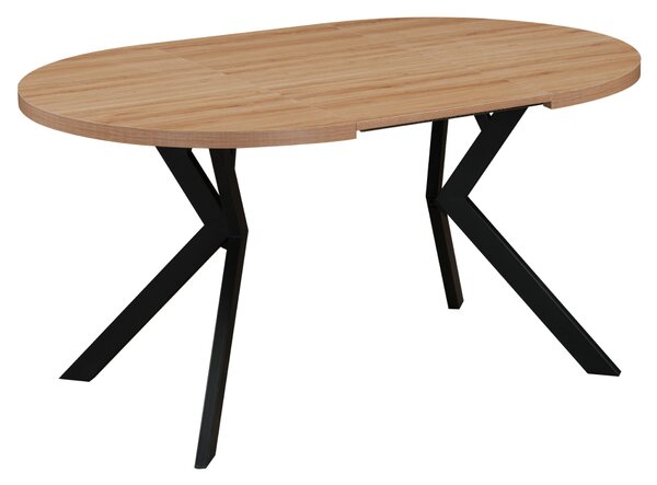 KONDELA Masă extensibilă de sufragerie, stejar deschis/negru, 100-250x75,5 cm, LUKOS