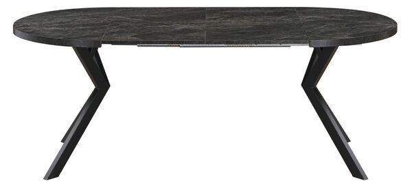 KONDELA Masă de sufragerie extensibilă, beton închis/negru, 100-250x75,5 cm, LUKOS