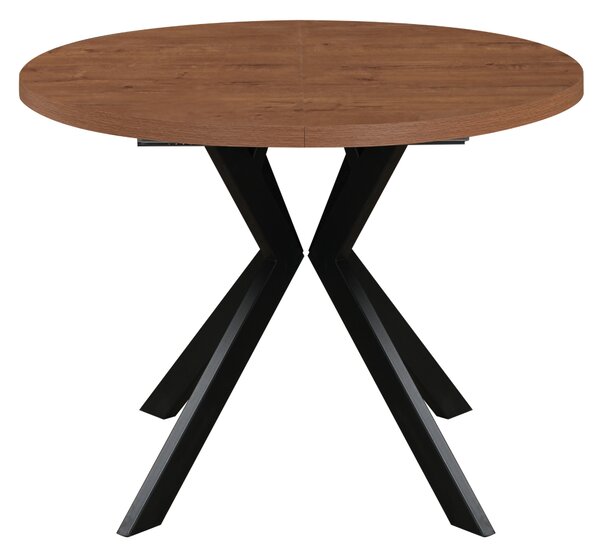 KONDELA Masă de sufragerie extensibilă, stejar închis/negru, 100-250x75,5 cm, LUKOS