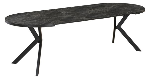 KONDELA Masă de sufragerie extensibilă, beton închis/negru, 100-250x75,5 cm, LUKOS