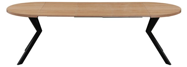 KONDELA Masă extensibilă de sufragerie, stejar deschis/negru, 100-250x75,5 cm, LUKOS