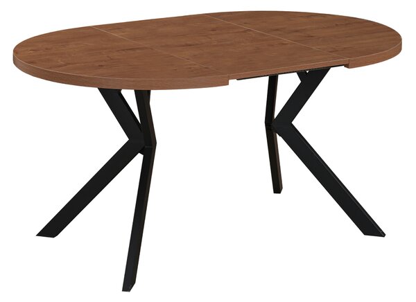 KONDELA Masă de sufragerie extensibilă, stejar închis/negru, 100-250x75,5 cm, LUKOS