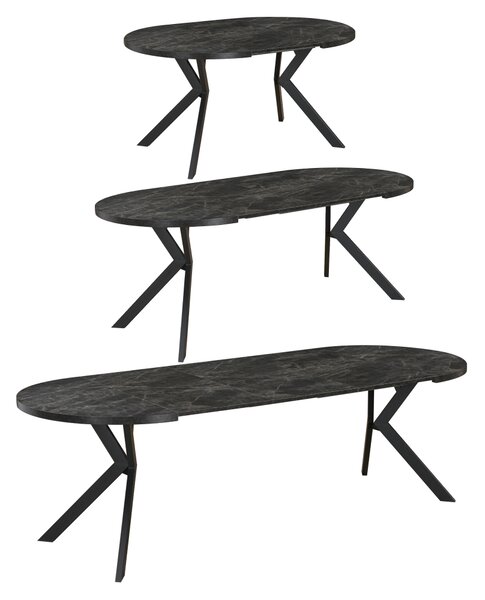 KONDELA Masă de sufragerie extensibilă, beton închis/negru, 100-250x75,5 cm, LUKOS