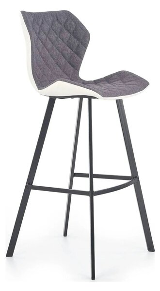 Scaun bar H83, gri/negru, stofa/piele ecologica/metal, 50x48x101 cm