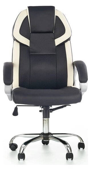 Scaun de birou BARTON, negru/alb, piele ecologica perforata, 64x68x115