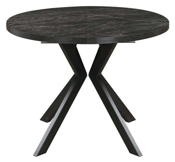 KONDELA Masă de sufragerie extensibilă, beton închis/negru, 100-250x75,5 cm, LUKOS