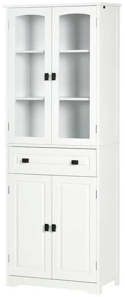 HOMCOM Bufet de Bucătărie cu 2 Dulapuri și Sertar, Mobilier de Bucătărie cu Uși și Rafturi Reglabile, 60x30x160 cm, Alb | Aosom Romania