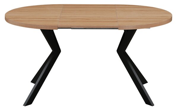 KONDELA Masă extensibilă de sufragerie, stejar deschis/negru, 100-250x75,5 cm, LUKOS