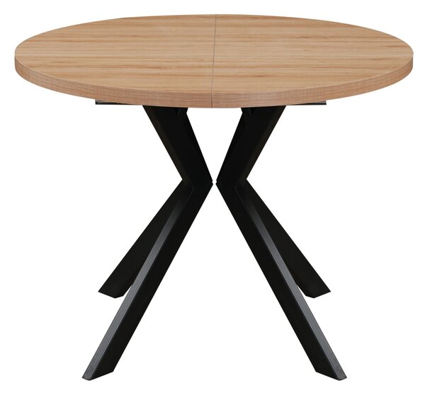 KONDELA Masă extensibilă de sufragerie, stejar deschis/negru, 100-250x75,5 cm, LUKOS