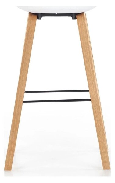 Scaun bar H86, gri/alb/stejar sonoma, stofa/plastic/lemn, 43x42x81 cm