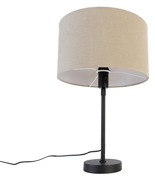 Lampă de masă neagră reglabilă cu abajur maro deschis 35 cm - Parte