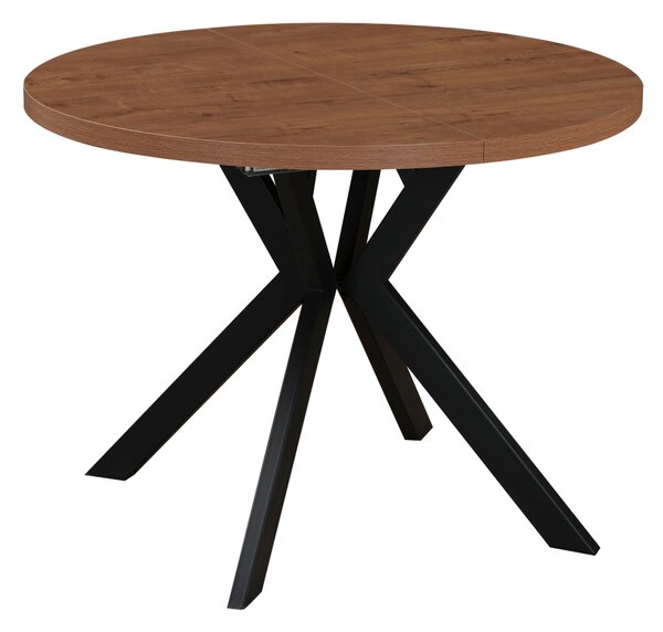 KONDELA Masă de sufragerie extensibilă, stejar închis/negru, 100-250x75,5 cm, LUKOS