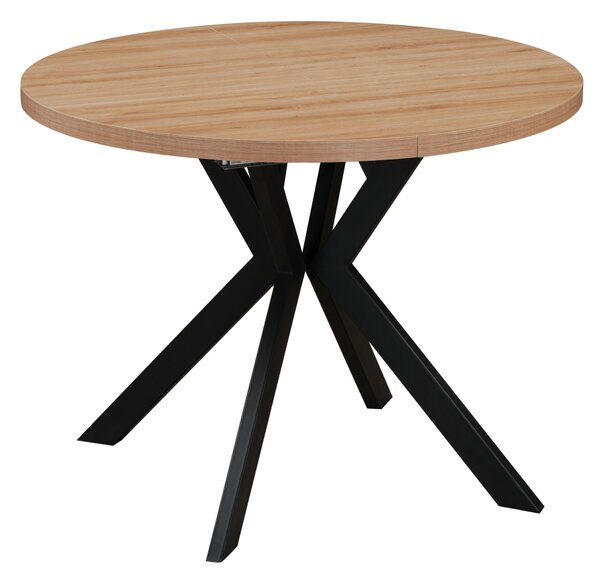KONDELA Masă extensibilă de sufragerie, stejar deschis/negru, 100-250x75,5 cm, LUKOS