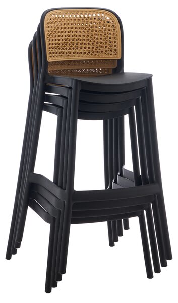 KONDELA Scaun de bar, stivuibil, negru/bej, RAVID NEW TYP 3