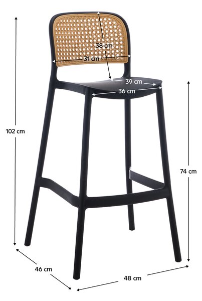 KONDELA Scaun de bar, stivuibil, negru/bej, RAVID NEW TYP 3