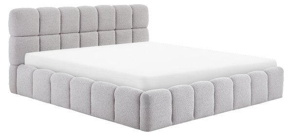 KONDELA Pat cu somieră metalică şi spaţiu de depozitare, 200x200, gri, SORELA