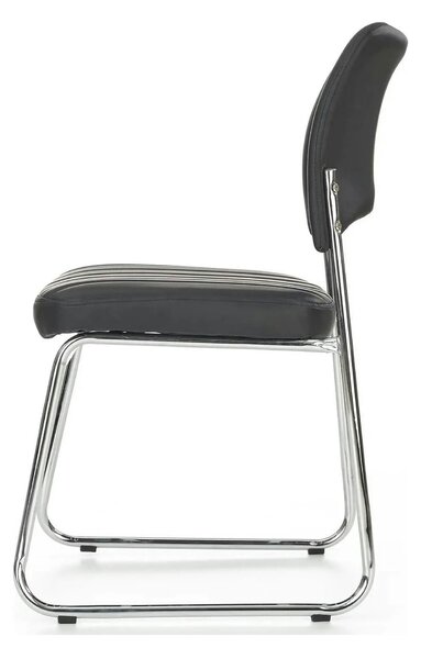 Scaun tapitat Rapid Black, negru/crom, metal/piele ecologica, 48X58X83