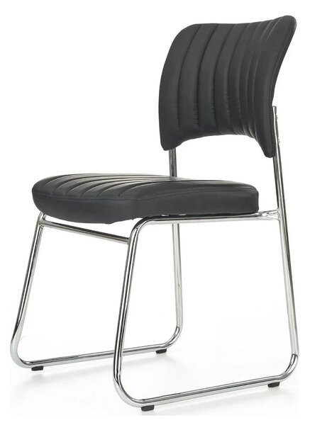 Scaun tapitat Rapid Black, negru/crom, metal/piele ecologica, 48X58X83