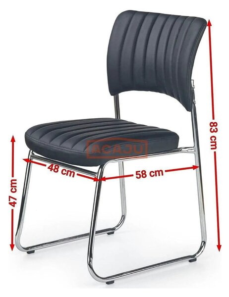 Scaun tapitat Rapid Black, negru/crom, metal/piele ecologica, 48X58X83