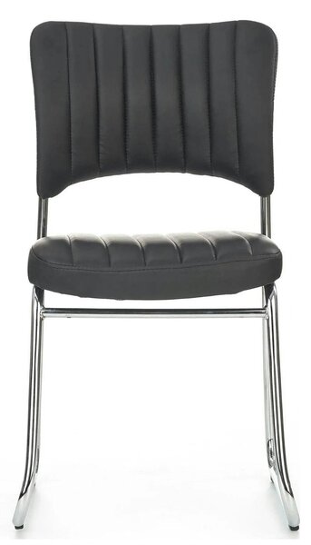 Scaun tapitat Rapid Black, negru/crom, metal/piele ecologica, 48X58X83