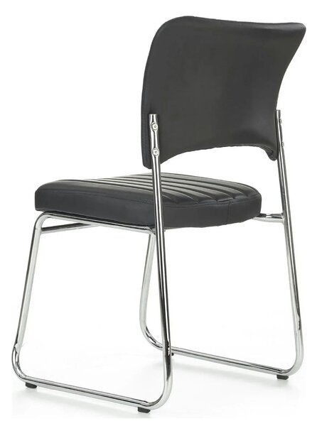 Scaun tapitat Rapid Black, negru/crom, metal/piele ecologica, 48X58X83