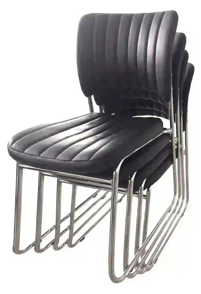 Scaun tapitat Rapid Black, negru/crom, metal/piele ecologica, 48X58X83