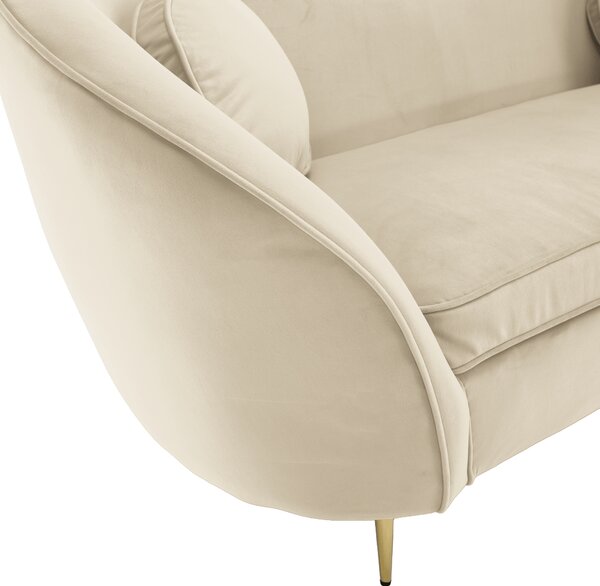 KONDELA Canapea cu 2 locuri de design, ţesătură Velvet bej/gold crom auriu, EZIO TYP 2
