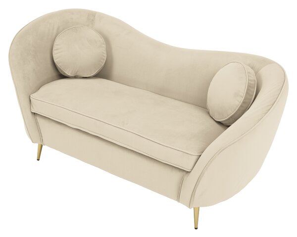 KONDELA Canapea cu 2 locuri de design, ţesătură Velvet bej/gold crom auriu, EZIO TYP 2