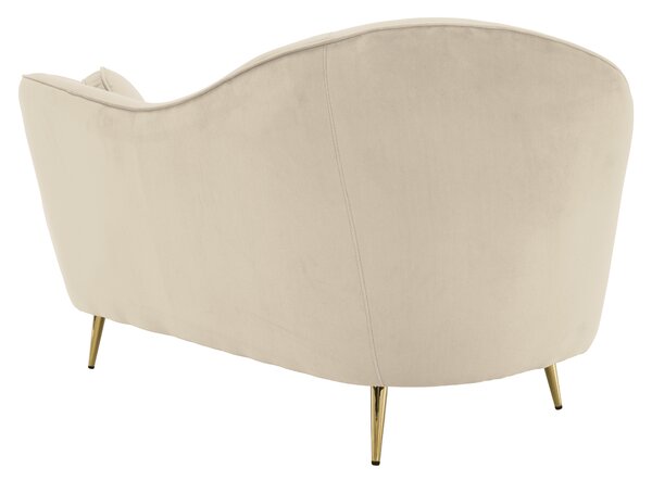 KONDELA Canapea cu 2 locuri de design, ţesătură Velvet bej/gold crom auriu, EZIO TYP 2