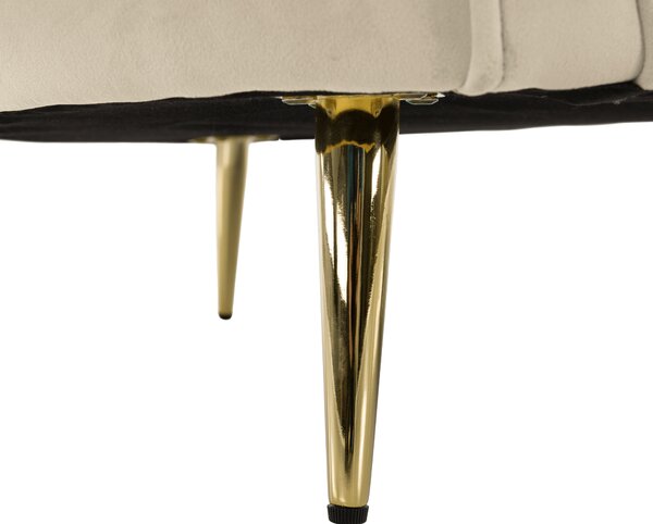 KONDELA Canapea cu 2 locuri de design, ţesătură Velvet bej/gold crom auriu, EZIO TYP 2
