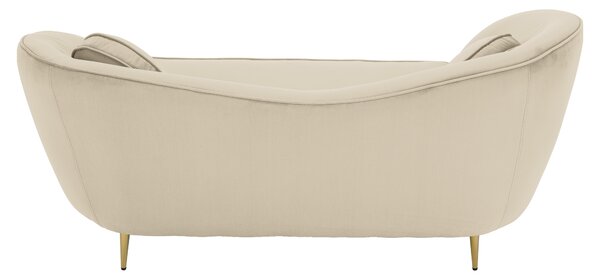 KONDELA Canapea cu 2 locuri de design, ţesătură Velvet bej/gold crom auriu, EZIO TYP 2