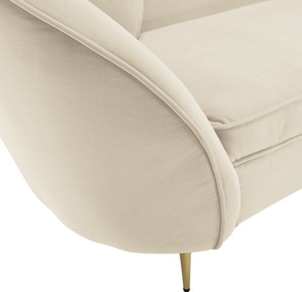 KONDELA Canapea cu 3 locuri de design, ţesătură Velvet bejgold crom auriu, EZIO TYP 3
