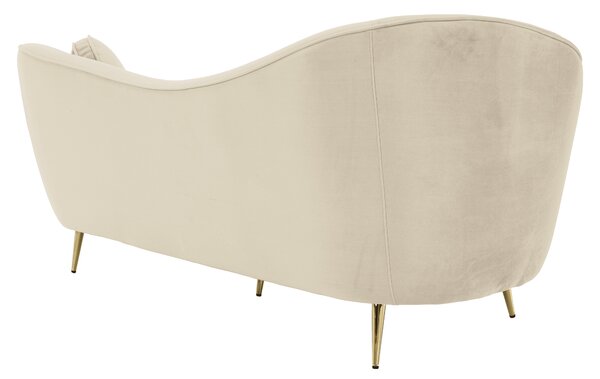 KONDELA Canapea cu 3 locuri de design, ţesătură Velvet bejgold crom auriu, EZIO TYP 3