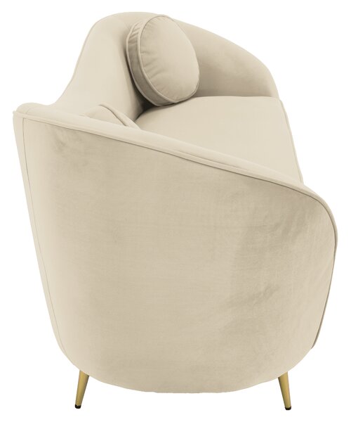 KONDELA Canapea cu 3 locuri de design, ţesătură Velvet bejgold crom auriu, EZIO TYP 3