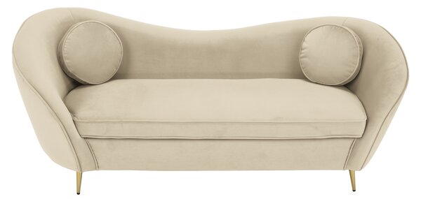 KONDELA Canapea cu 3 locuri de design, ţesătură Velvet bejgold crom auriu, EZIO TYP 3