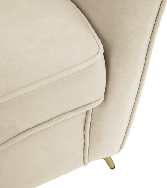 KONDELA Canapea cu 3 locuri de design, ţesătură Velvet bejgold crom auriu, EZIO TYP 3