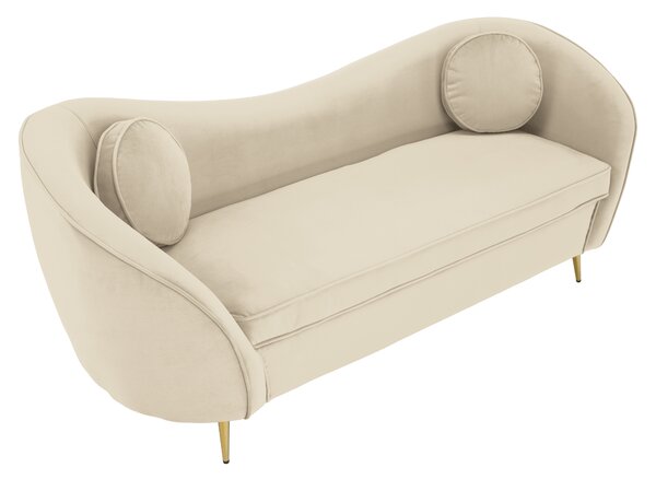 KONDELA Canapea cu 3 locuri de design, ţesătură Velvet bejgold crom auriu, EZIO TYP 3