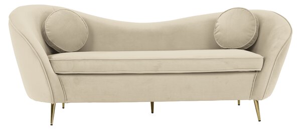 KONDELA Canapea cu 3 locuri de design, ţesătură Velvet bejgold crom auriu, EZIO TYP 3