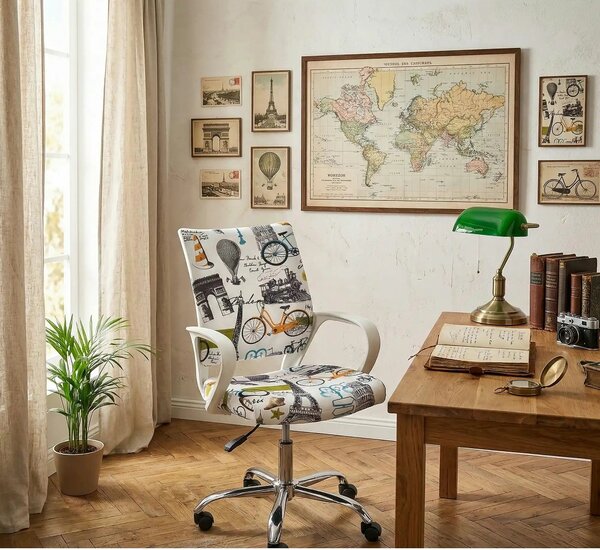 Scaun de birou IBIS PARIS, multicolor, stofa, 53x59x88/100 cm