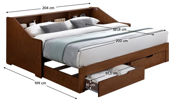 KONDELA Patul extensibil, nuc, MONETA
