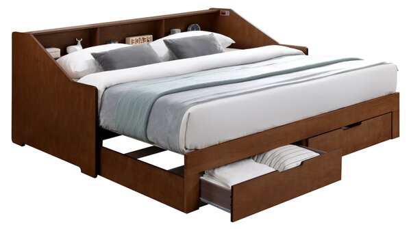 KONDELA Patul extensibil, nuc, MONETA