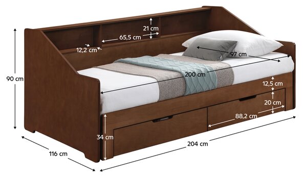 KONDELA Patul extensibil, nuc, MONETA